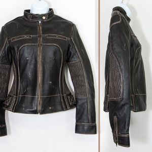 Bebe Genuine Leather Moto Jacket Motorcycle 1500X
